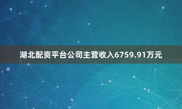 湖北配资平台公司主营收入6759.91万元